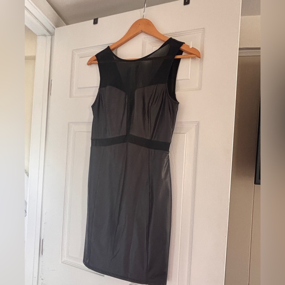 bebe Black Sheath Dress with Mesh Yoke